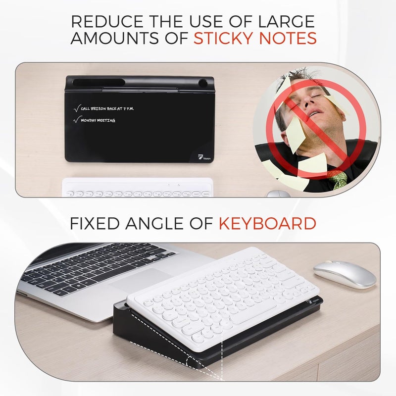 TOWON Small Compact Glass Desktop Whiteboard with Storage – 12 x 7 in Dry Erase Board for Desk, Home Office, School | Includes 5 Markers, Eraser & Holder | Space-Saving Organizer, Aesthetic Black - Image 4
